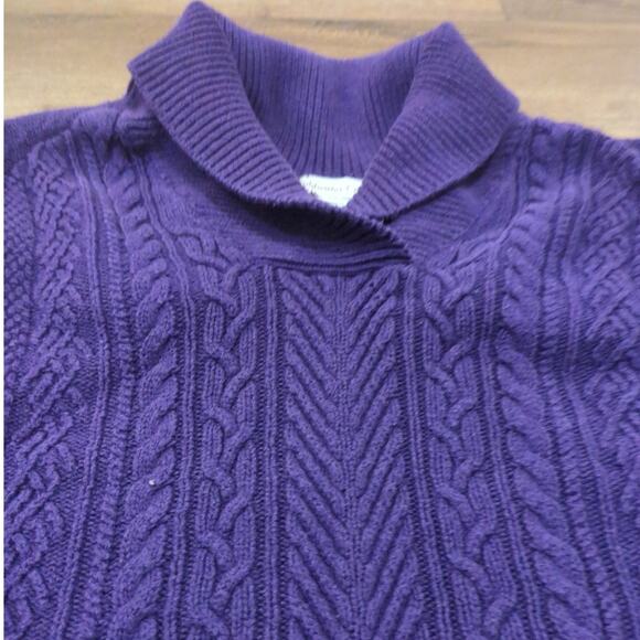 VTG Coldwater Creek Women's XXL Fisherman Sweater Cable Knit Purple Grandma - Picture 2 of 6